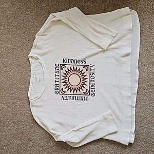 Anthropologie Real Fun, Wow! Gratitude Sunshine Graphic Thermal Top in Cream- M